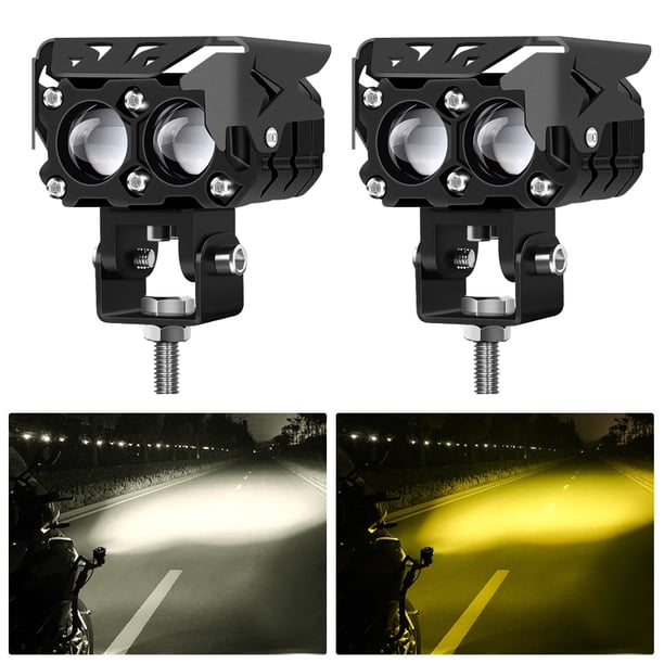 LYD - Luces antiniebla de conducción LED para motocicleta, 80 W, 6000 lm, color amarillo, blanco, doble lente, luz de trabajo para camión, SUV, ATV, bicicleta eléctrica, tractor, 2 paquetes LYD 1044866
