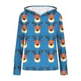 thumbnail image 6 of Tops for Women Christmas Hooded Sweatshirt Printed Long Sleeved Casual Pullover Sweatshirt,Womens Tops Plus Size Blue XL, 6 of 6