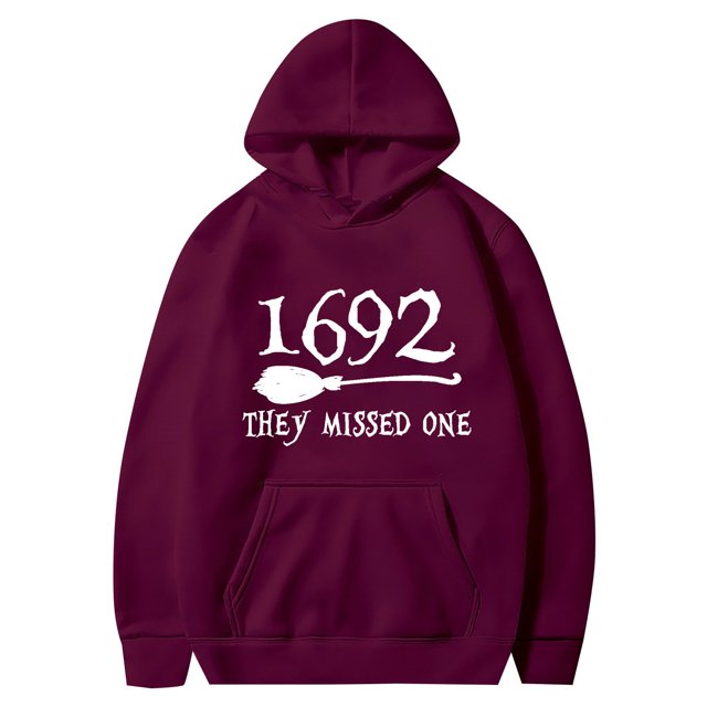 1692 They Missed One Printed Hooded Sweatshirt Loose Top For Women