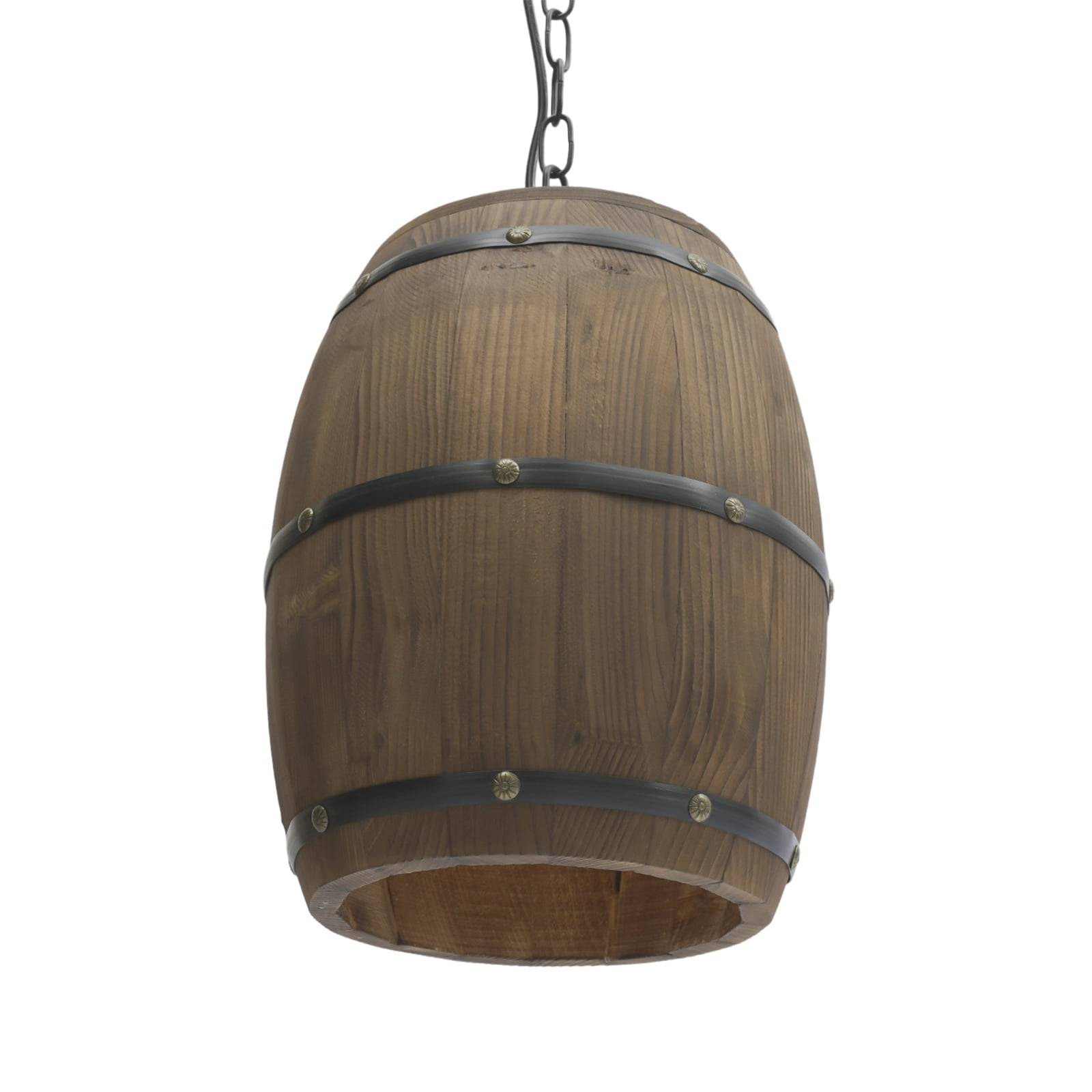 Dwellnix Adjustable Whiskey Barrel Decor Pendant Light, Vintage Wine Barrel Chandelier for Kitchen Island, Living Room Decor