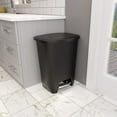 thumbnail image 3 of Kingsss Premium 20 Gallon Trash Can - Plastic Kitchen Waste Bin with Odor Protection of Lid, Stainless Steel Step On Foot Pedal and Garbage Bag Rings, Black, 3 of 8