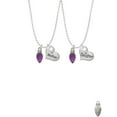 thumbnail image 2 of Delight Jewelry Silvertone Christmas Lights - Purple Resin Mother & Daughter Heart Necklaces (Set of 2), 19"+2", 2 of 4