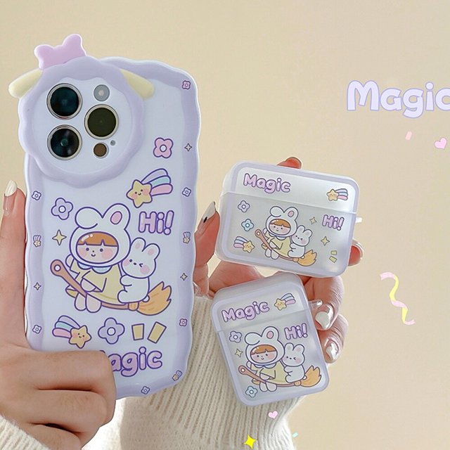 Funda bonita para Apple AirPods 1, 2 Pro, 3. ª generación, helado, conejo, oso, funda para AirPods Pro 3, funda con cordón para llavero