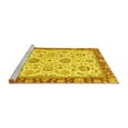 thumbnail image 2 of Ahgly Company Machine Washable Indoor Round Oriental Yellow Modern Area Rugs, 5' Round, 2 of 4