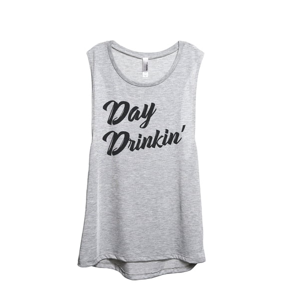 Day Drinkin Women's Fashion Sleeveless Muscle Workout Yoga Tank Top Sport Grey Small