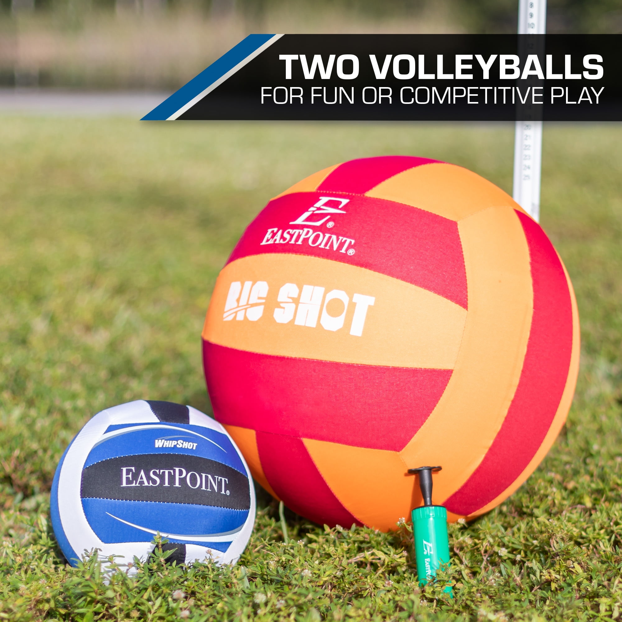 EastPoint Sports Volleyball and Badminton Combo Set - Adjustable Height Net - Includes 2 Volleyballs, 4 Rackets, & 2 Shuttlecocks
