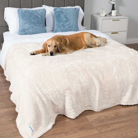 PetAmi Dog Blanket for Large Dogs Beige, Fluffy Soft Puppy Blanket, Sherpa Fleece Cat Blanket for Kitten, Calming Pet Blanket Throw for Bed Washable Sofa Couch Cover, X-Large 60x80