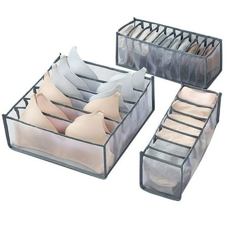 

3pcs/lot 3 In 1 Foldable Storage Box Container Drawer Divider Lidded Closet Boxes for Ties Socks Bra Underwear Organizer