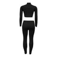 thumbnail image 5 of TTUHYWXI Women’s Casual 2 Piece Outfits Sexy Bodycon Long Sleeve Crop Top with Long Pants Tracksuit Set Jumpsuits (Black, S), 5 of 5