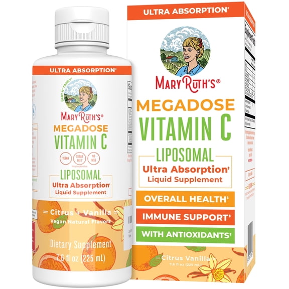 MaryRuth's Vitamin C Liposomal Liquid Supplement, 500mg, Vegan, Non-GMO, Sugar-Free, Skin Health