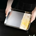 thumbnail image 4 of Kitchen Rectangle Stainless Steel Food Storage Serving Trays Sausage Noodles Fruits Dish Restaurant Hotel Metal Dinnerware Plate, 4 of 6