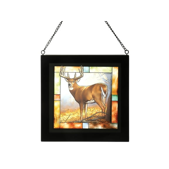 Wild Wings 5386497002 Stained Glass Art, 9-inch Square (in Prime Whitetail Deer)