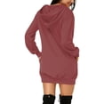 thumbnail image 2 of Robe Décontractée à Manches Longues et Capuche pour Femmes Couleur Unie, 2 of 4