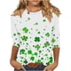 thumbnail image 2 of RKSTN 3/4 Length Sleeve Womens Tops Oversized Crewneck St Patricks Day Lucky Shamrocks Graphic Print T Shirt Womens Casual Plus Size Round Neck Loose Irish Festivities Three Quarter Sleeve Shirt, 2 of 6