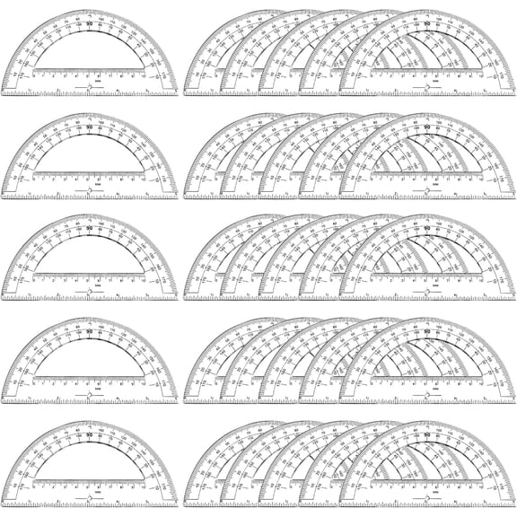 30-Pack Student Protractors, 6-Inch 180 Degree Clear Plastic Math Protractors for Geometry, Classroom Supplies & School Math Kits