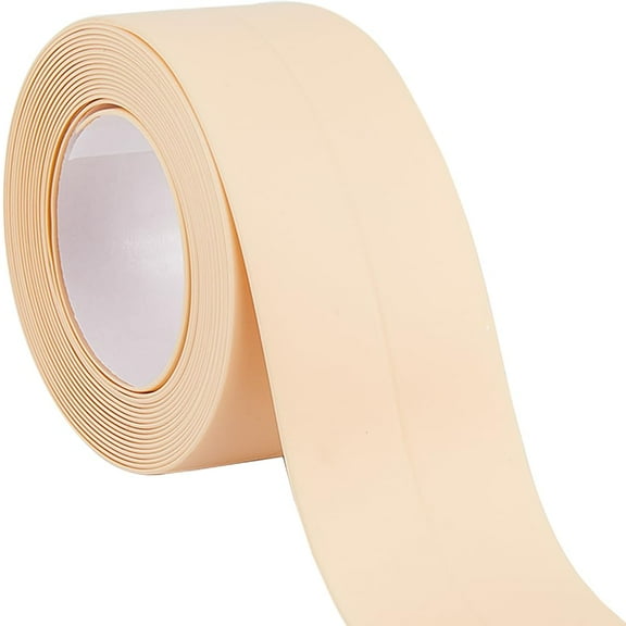 Caulk Tape Sealant Strip 1.4" x 10.5Ft PVC Beige Self Adhesive Waterproof Sealing Tape Strip Sink Bathroom Toilet Floor Corner Edge Protector Blanched Almond DIY