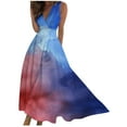 thumbnail image 2 of Viikei Women's Plus Size Maxi Dress,Women's Summer Print Casual Loose Sleevless V-Neck Dress Blue M, 2 of 5
