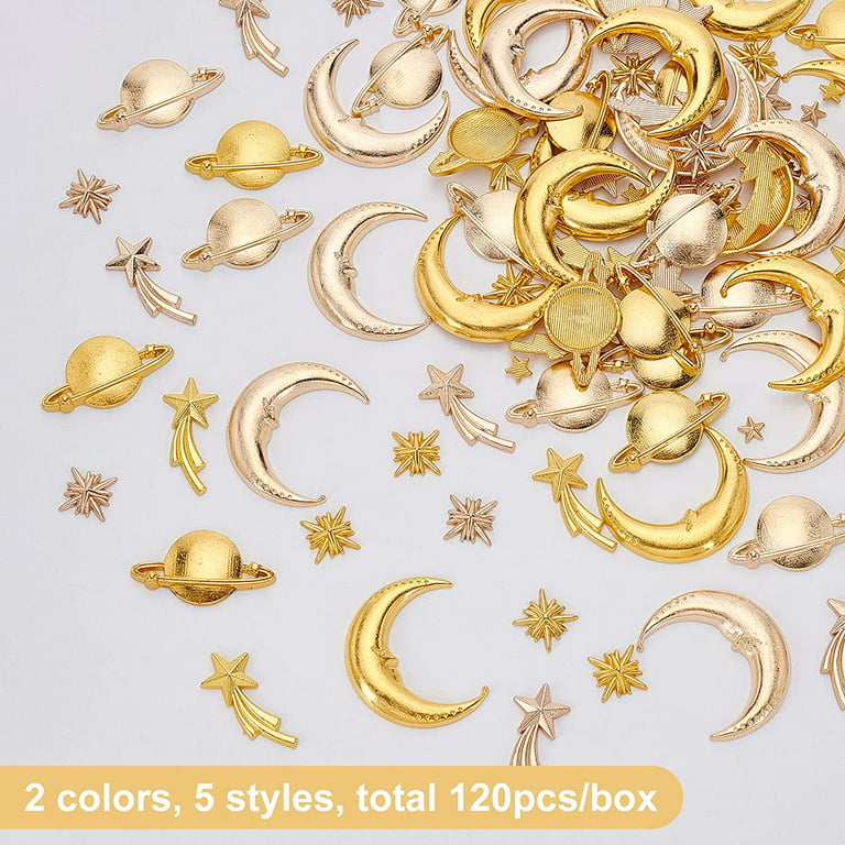 112PCS Moon Star Resin Fillers Zinc Alloy Resin Charms Epoxy Resin