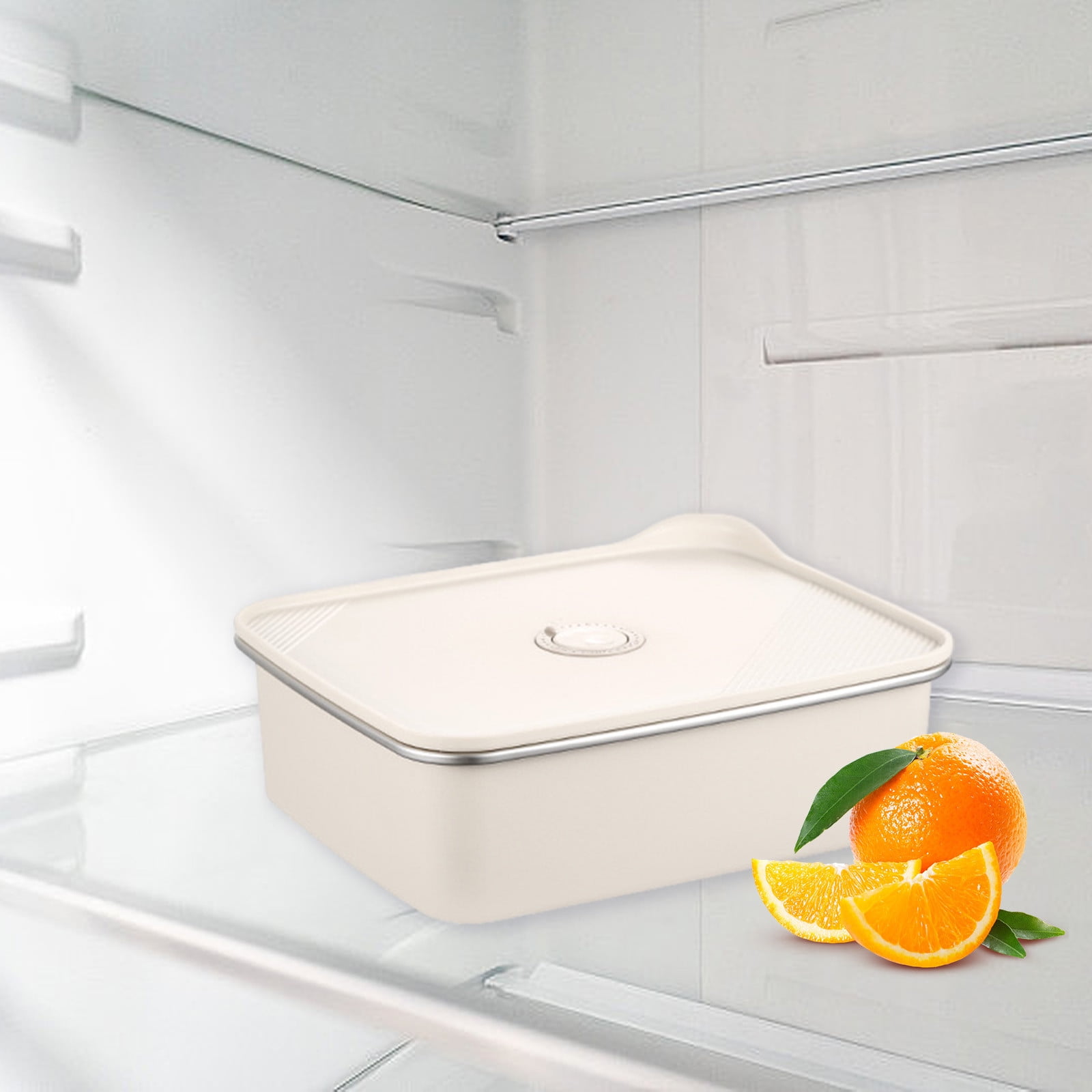 Microwaveable Stainless Steel Airtight Food Storage Container | Leak-Proof Odor-Free Lunch Box | BPA-Free 403 Steel | Stackable Bento for Meal Prep | 1 Pc | Beige | 23.5x19.1x9.6 cm