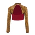 thumbnail image 2 of Miutii Kids Girls Sparkly Sequin Crop Top Long Sleeve Backless Rhinestone Shirt for Hip Hop Jazz Dance Performance Burgundy 12, 2 of 5
