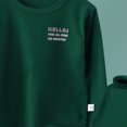 thumbnail image 4 of Curenmufel Boys Solid Color Long Sleeve Pajama Set, 2-Piece Sleepwear with Hello Print, Sizes 12M-10Y (Dark Green,3-4 Years), 4 of 4
