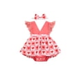 thumbnail image 1 of Kiapeise 2PCS Baby Girls Heart Pattern Sleeveless Romper Dress and Headdress, 1 of 8