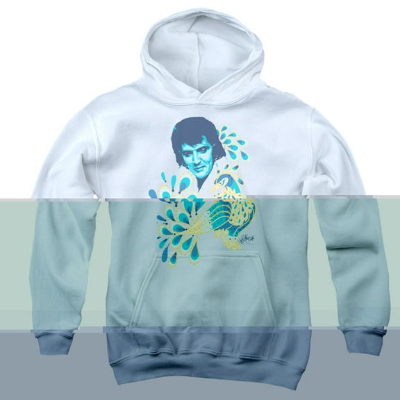 Elvis Presley Peacock Youth Pullover Hoodie Sweatshirt White