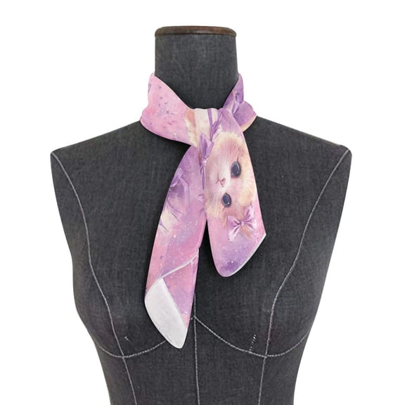 Square Scarf 24x24 Inch Kittens with Bows Pattern Silky Satin Sun Protection Neck Scarf for Women Multi-Purpose Head Wrap Bandana for Hair Bag Decoration