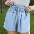 thumbnail image 6 of Girls' Pull on Shorts New Summer Casual Shorts for Kids Girls Wide Leg Loose High Waist Drawstring Beach Shorts 2025 Comfy Clothes Blue 15 Years, 6 of 9