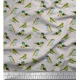 thumbnail image 1 of Soimoi Georgette Viscose Fabric Flycathcer Bird Printed Fabric 1 Yard 42 Inch Wide, 1 of 5
