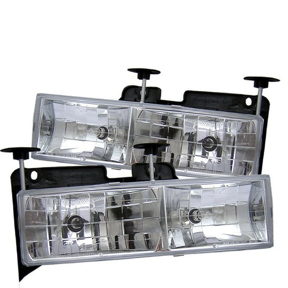 Spyder Automotive Headlight Assembly 5012388 OE Replacement; Halogen Bulb; Standard Beam; Crystal Clear Lens; Black Housing; Uses OE Bulb; Set of 2