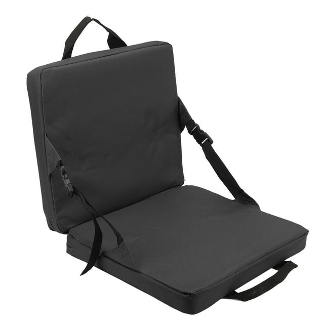 Foldable Chair Cushion, Fine Workmanship Comfortable Wear Resistant Outdoor Beach Cushion With Storage Pocket For Ball Court Black