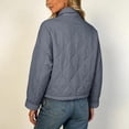 thumbnail image 6 of Women's Zip Front Quilted Jacket Ribbed Collar Cropped Drawstring Hem Casual Winter Jacket, 6 of 8