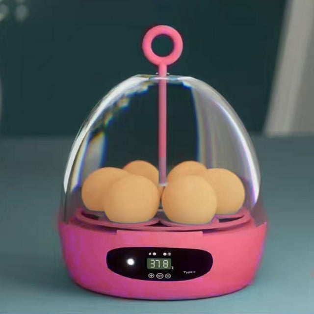 de huevos transparentes USB Hatcher Machine Light 6 huevos Egg Turner Tray Hatching Turner Tray para Duck Goose Chicken Family Use Home Manual USB Rosa Yinane Incubadora automática de huevos