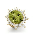 thumbnail image 2 of 15X12mm Oval Peridot 925 Sterling Silver Gold Vermeil Solitaire Accents Cocktail Valentines Day Gifts Ring, 2 of 3
