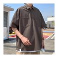 thumbnail image 3 of Camisetas de media manga de verano para hombre, camisetas Vintage informales a la moda con cremallera y cuello vuelto de media manga para hombre, 3 of 8