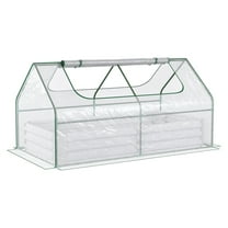 Raised Garden Bed with Greenhouse, 6x3ft Galvanized Metal Planter Box, Outdoor Plant Growing Kit with Roll-Up Windows, Light Gray