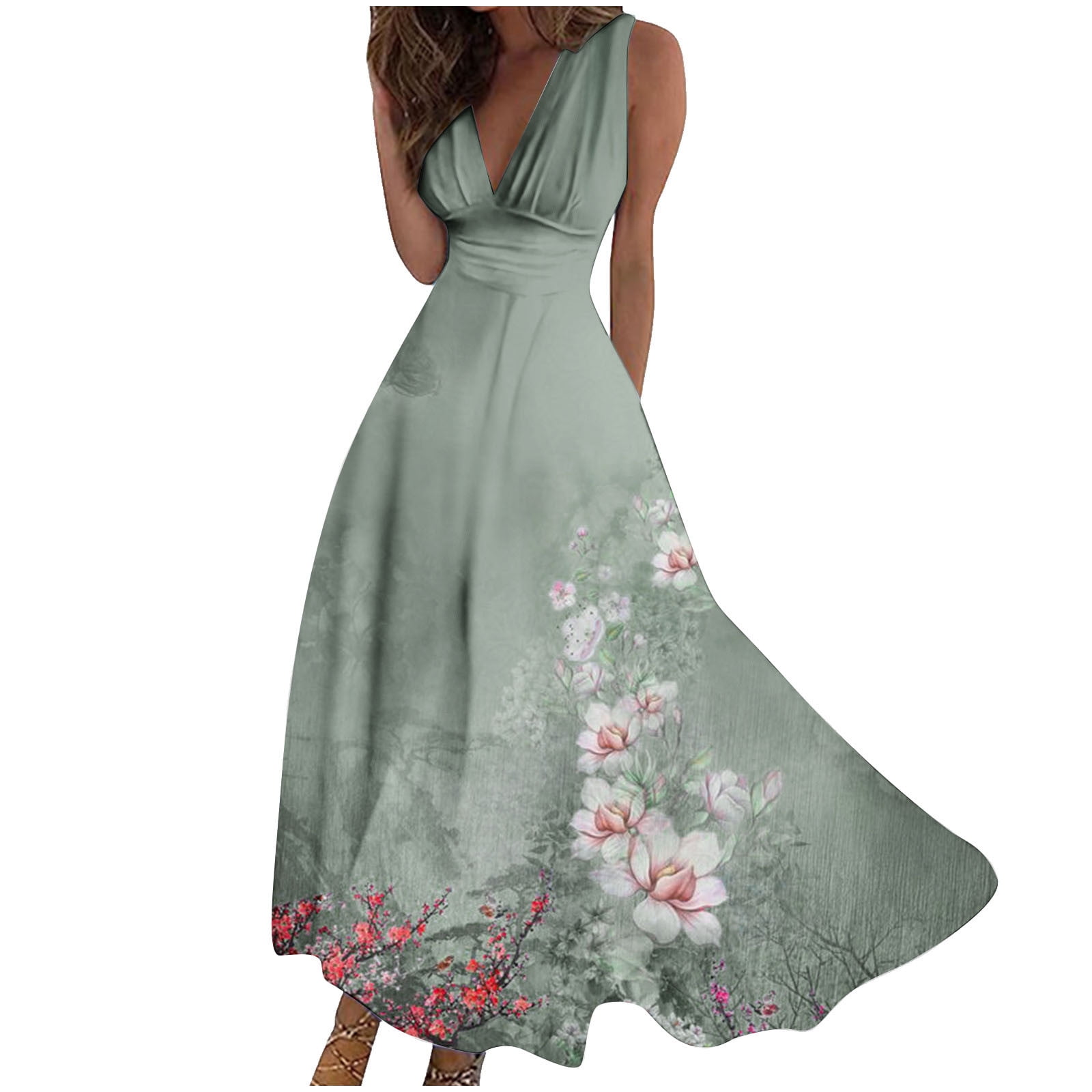 Zqgjb Summer Maxi Dresses For Women Trendy 2023 Cute Floral Pattern 