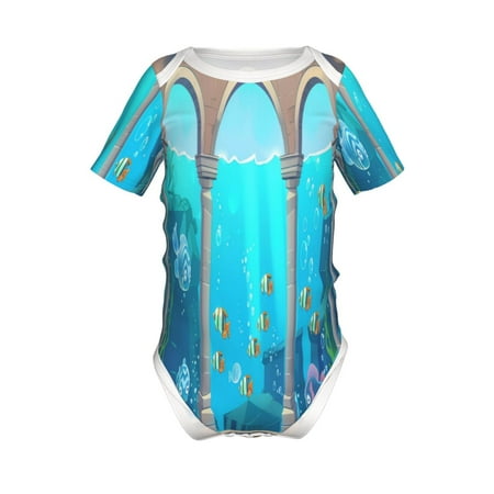 

Coaee Underwater Aquarium Arches for Soft Baby Short-Sleeve Bodysuit Baby Climbing Clothes Baby Girls Boys Bodysuit Romper-3 Months