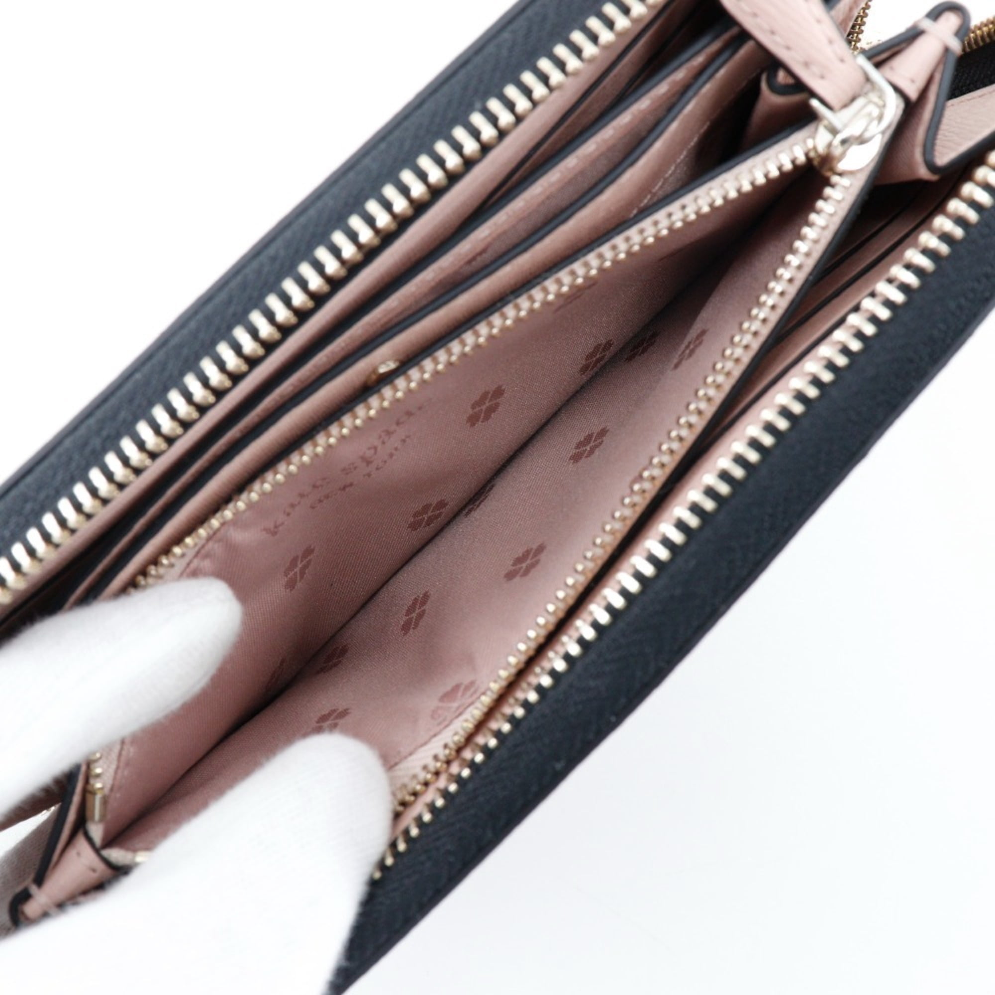Pre-Owned Kate Spade Spencer Round Long Wallet PWR00281 Leather Black Zip Around... (Good)