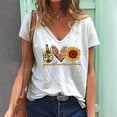 thumbnail image 2 of T-Shirt à Col en V d'Été Décontracté pour Femmes, Imprimé à Manches Courtes, 2 of 9