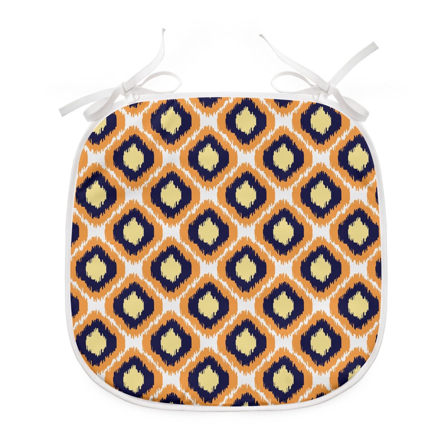 Ikat Dining Chair Pad, Geometric Pattern with Indonesian Rhombus Shapes