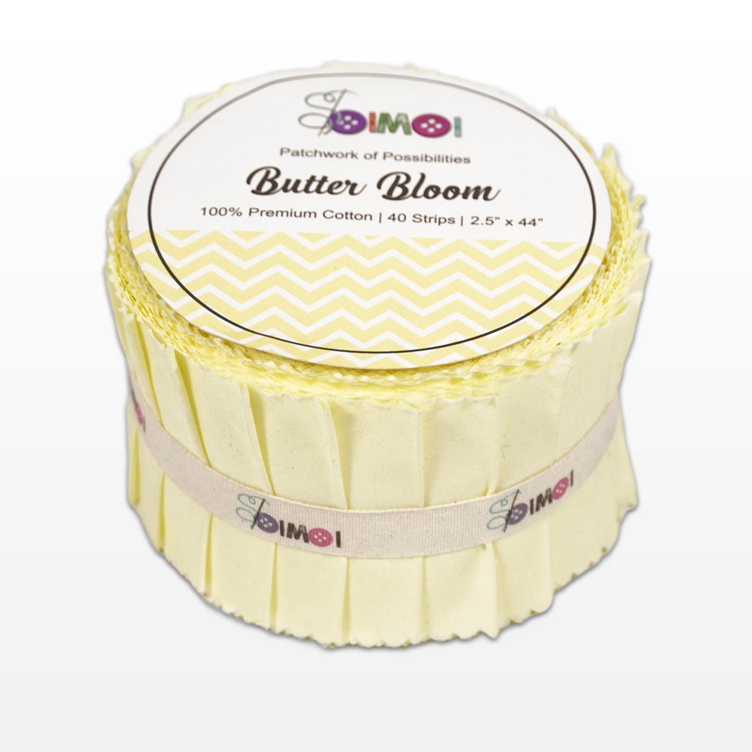 Soimoi Solid Jelly Roll 40 Strip Assorted Bundle, 2.5" Fabric Strips for Quilting, Crafting, 100% Cotton Fabric Jelly Roll Bundle For Scrapbooking, Precut Quilt Projects,Crafts- Butter Bloom