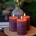 thumbnail image 6 of 3-Piece Dark Rose Magenta Red Pillar Candles with 45-Hour Burn Time, Unscented, Marbled Surface, 6 of 6