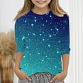 thumbnail image 3 of lcziwo 2025 Mode d'Automne Hauts à Manches 3/4 pour Filles Blouses Imprimées Scintillantes Chemises Habillées Amples Décontractées Tunique à Col Rond Multicolore Offres du Jour Éclair d'Aujourd'hui, 3 of 6