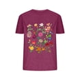 thumbnail image 1 of Blusas de Verano de las Mujeres Flor Impresa Cuello Redondo Manga Corta Superior, Verano Superior de las Mujeres, 1 of 4