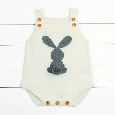 

Douhoow Baby Boys Girls Knitted Romper Cute Sleeveless Bunny Jumpsuit 0-24M