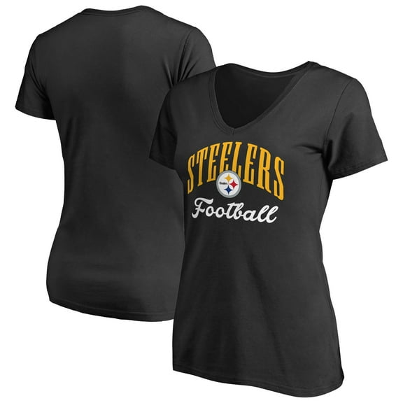 Women's Black Pittsburgh Steelers Victory Script V-Neck T-Shirt