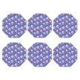 thumbnail image 2 of Pofeuu flower Skull cartoon Print Leather Coasters Set of 6, Round Cups Mugs Mat Pad for Home Kitchen Heat Resistant Drink Coasters,Octagon, 2 of 7