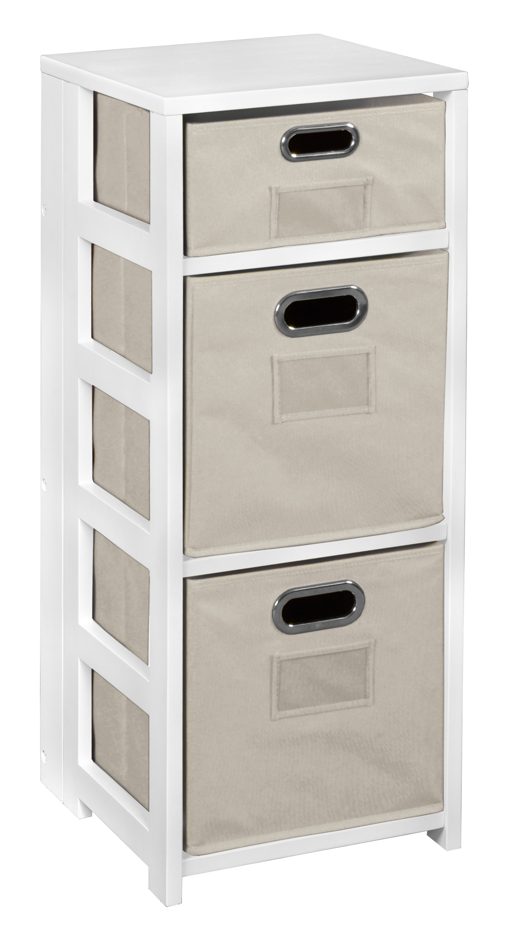Niche Flip Flop 34 in. Square Folding Bookcase with Folding Fabric Bins